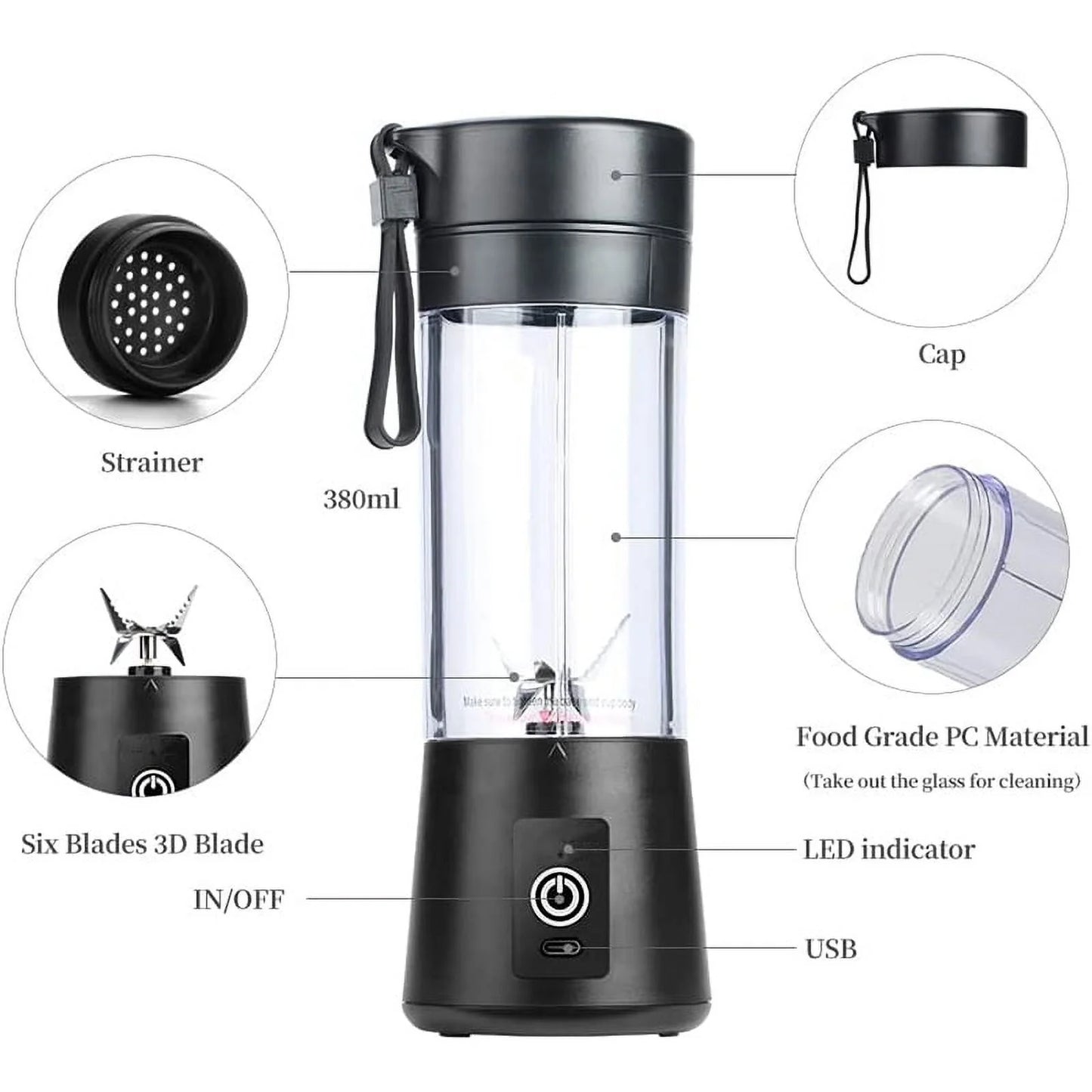 Battery Powered Blender, Black